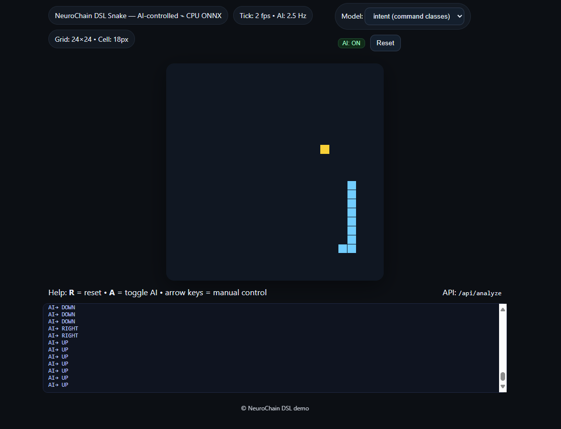 NeuroChain Snake demo