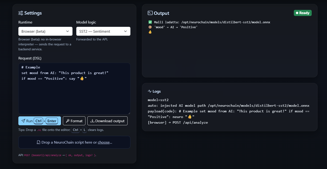 NeuroChain WebUI preview